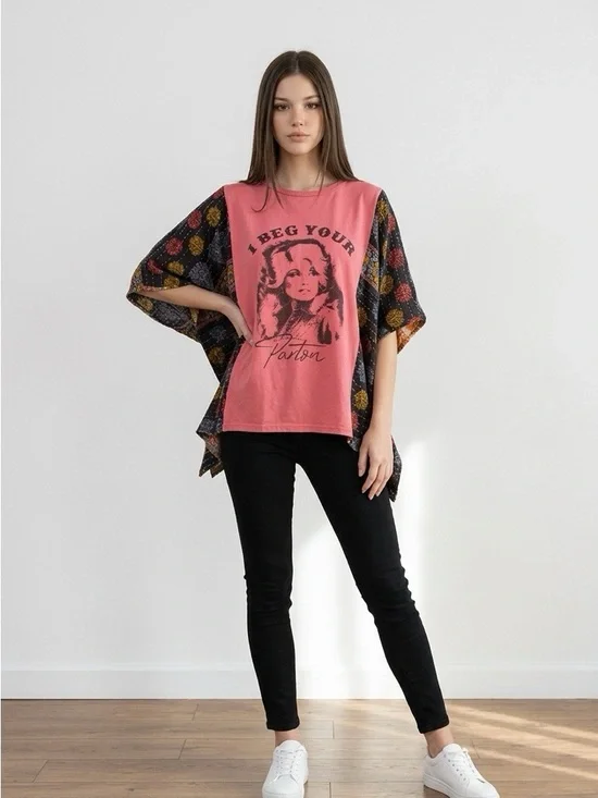 Handcrafted Upcycled Dolly Parton Kantha Tunic NWT One Size - Picture 2 of 10